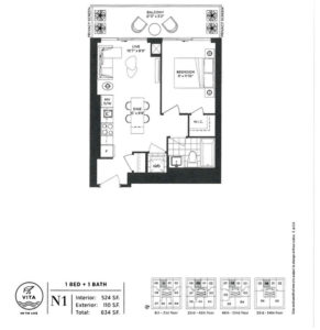 Vita - Floor Plan - N1 - 524sf