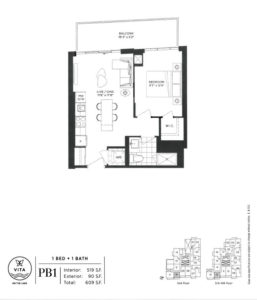 Vita - Floor Plan - PB1 - 519sf