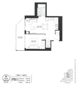 Vita - Floor Plan - PB3 - 550sf